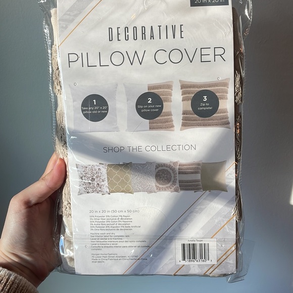 NWT Taupe Decorative Fringe Throw Pillow Cover - Picture 4 of 6